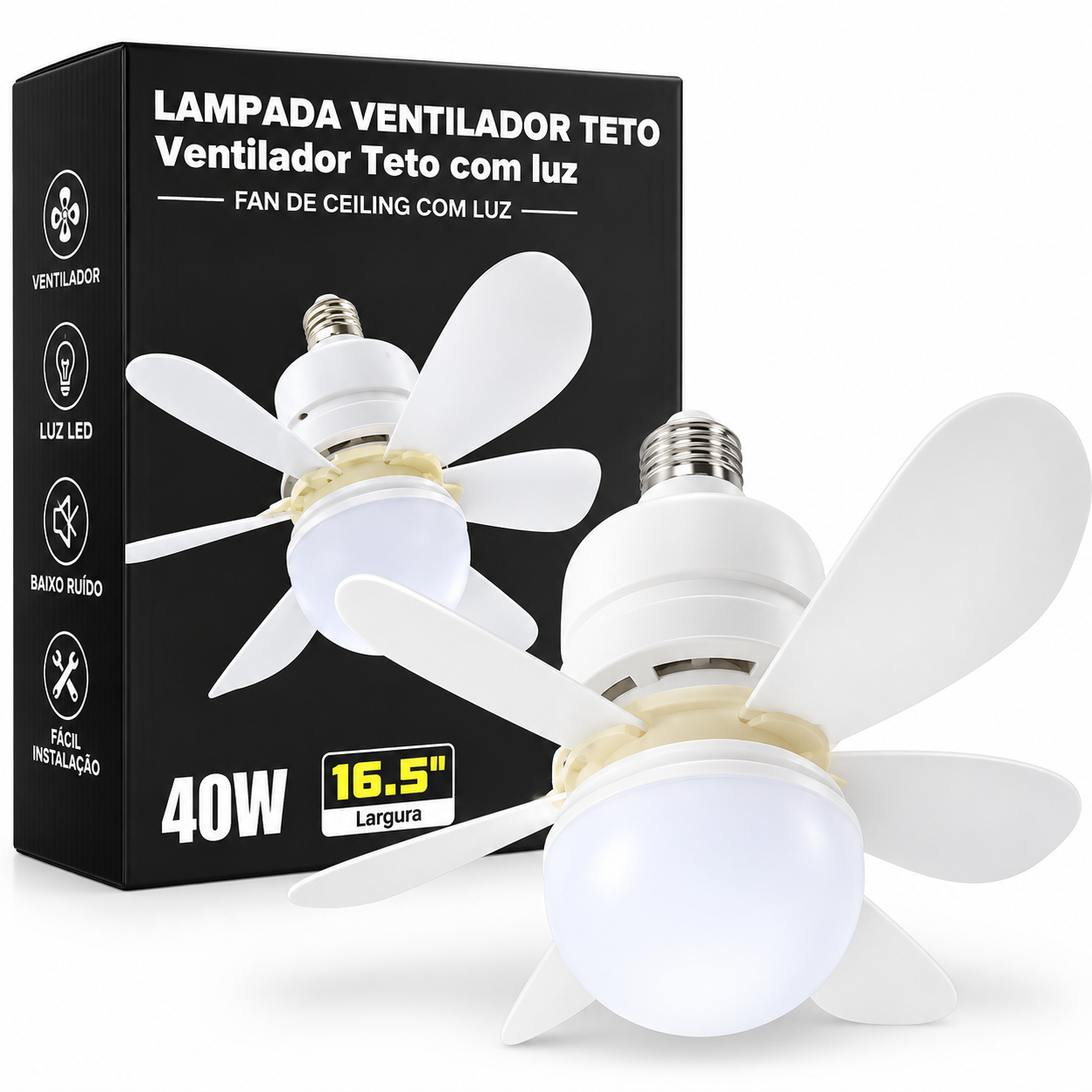 Ventilador 60w ou Luminária de Teto Embalada Fornecedor de Atacado para Lojista Revenda Caixa