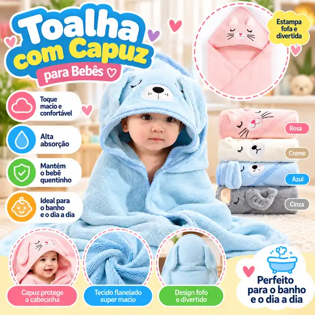 Toalha para Bebê com Capuz Fornecedor de Atacado para Lojista Revenda Caixa