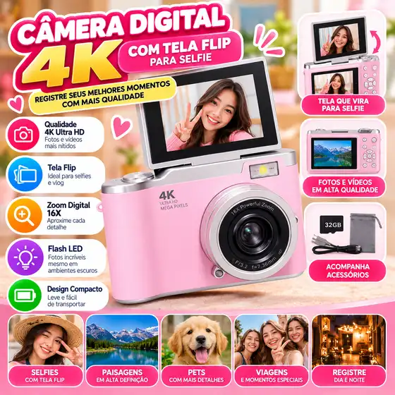 Câmera Fotográfica Digital LCD Fornecedor de Atacado para Lojista Revenda Caixa