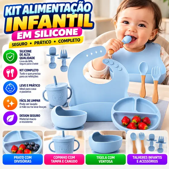 Kit de Alimentação Infantil 8 PCs Fornecedor de Atacado para Lojista Revenda Caixa
