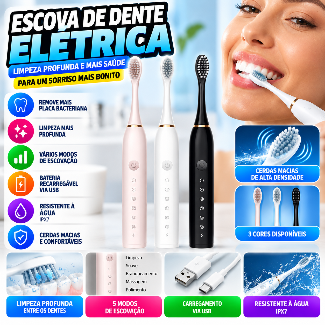 Escova de Dentes Elétrica Fornecedor de Atacado para Lojista Revenda Caixa
