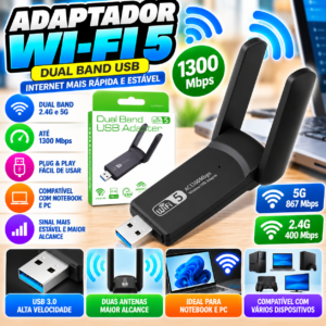 Adaptador USB Wi-Fi Dual Band Fornecedor de Atacado para Lojista Revenda Caixa