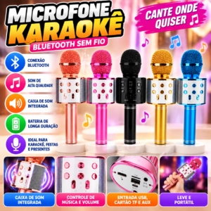 Microfone Karaokê Fornecedor de Atacado para Lojista Revenda Caixa