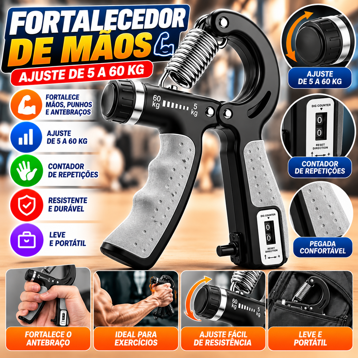 Hand Grip Ajustável Fornecedor de Atacado para Lojista Revenda Caixa