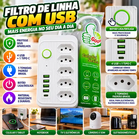 Extensão Filtro de Linha Fornecedor de Atacado para Lojista Revenda Caixa