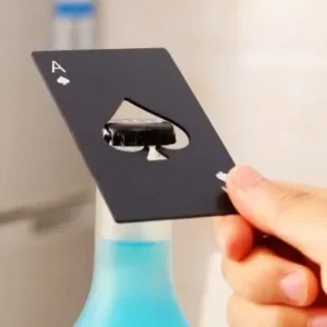 Abridor de Garrafas Carta Baralho Aço Ás de Espada Luxo Preto Fornecedor de Atacado para Lojista Revenda Caixa Fechada