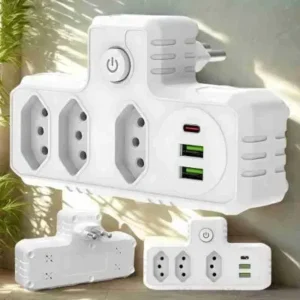 Benjamim Adaptador Universal com USB Tipo-C e Filtro de Linha Fornecedor de Atacado para Lojista Revenda Caixa Fechada