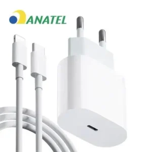 Cabo Carregador + Fonte Compatível iPhone USB-C PD 18W Fornecedor de Atacado para Lojista Revenda Caixa Fechada
