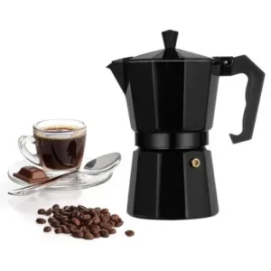 Cafeteira Italiana Moka Alumínio Preta – 300ml Original Fornecedor de Atacado para Lojista Revenda Caixa Fechada