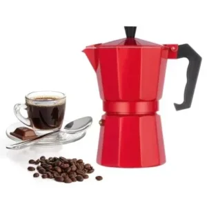 Cafeteira Italiana Moka Alumínio Vermelha – 300ml Original Fornecedor de Atacado para Lojista Revenda Caixa Fechada