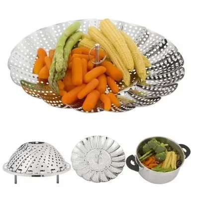 Cesto Inox Cozinhar Legumes Vapor Comida Saudável Fornecedor de Atacado para Lojista Revenda Caixa Fechada