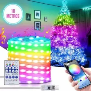 Cordão de LED RGB Decoração Controle Aplicativo Bluetooth – 10 Metros Fornecedor de Atacado para Lojista Revenda Caixa Fechada
