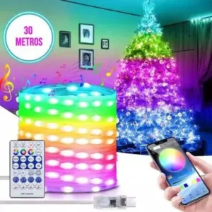 Cordão de LED RGB Decoração Controle Aplicativo Bluetooth – 30 Metros Fornecedor de Atacado para Lojista Revenda Caixa Fechada