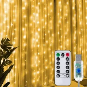 Cortina LED Fixa 3×3 Com Controle Remoto Cor Branco Quente Fornecedor de Atacado para Lojista Revenda Caixa Fechada