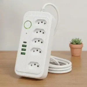 Extensão Régua Elétrica 5 Tomadas 3 USB 1 USB-C Fornecedor de Atacado para Lojista Revenda Caixa Fechada