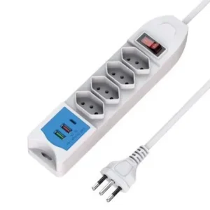 Extensão Tomada Filtro De Linha Com 4 Tomadas 2 USB E 1 Tipo-C Fornecedor de Atacado para Lojista Revenda Caixa Fechada