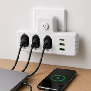 Extensor de Tomada com 3 Tomadas, 2 USB e 1 USB Tipo C Fornecedor de Atacado para Lojista Revenda Caixa Fechada