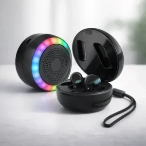 Fone Bluetooth 2 em 1 com Case Caixa de Som LED RGB USB-C Fornecedor de Atacado para Lojista Revenda Caixa Fechada