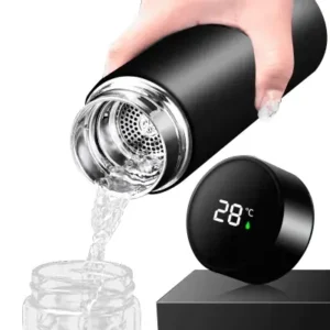 Garrafa Térmica em Aço Inox com Termômetro Digital 500ml Led – Preta Fornecedor de Atacado para Lojista Revenda Caixa Fechada