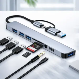 Hub USB-C com Leitor de Cartão SD e Micro SD 8 em 1 Fornecedor de Atacado para Lojista Revenda Caixa Fechada