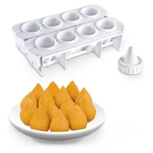 Kit Formas Fábrica de Coxinhas Salgado Modelador Faz 8 Coxinhas Fornecedor de Atacado para Lojista Revenda Caixa Fechada