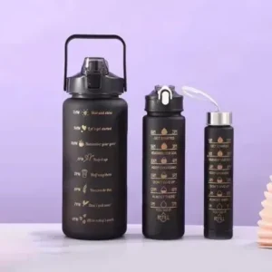 Kit Garrafa Motivacional Squeeze Cor Preto- 03 Peças Fornecedor de Atacado para Lojista Revenda Caixa Fechada
