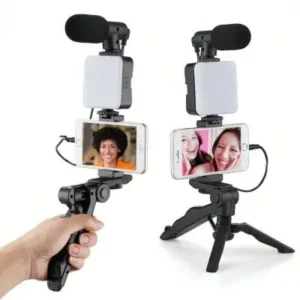 Kit Gravação 4 Em 1 Com Controle Remoto Suporte Celular LED E Microfone Fornecedor de Atacado para Lojista Revenda Caixa Fechada