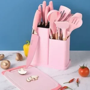 Kit Utensílios De Cozinha Com 19 Peças Em Silicone E Cabo Madeira – Cor Sortida Fornecedor de Atacado para Lojista Revenda Caixa Fechada