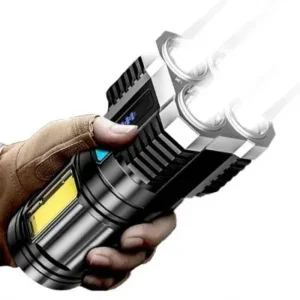 Lanterna Led à Prova D’água 4 Núcleos Potente Usb Recarregável Fornecedor de Atacado para Lojista Revenda Caixa Fechada