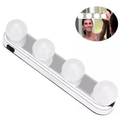 Luz de Espelho Maquiagem Camarim Led 4 Lampadas sem Fio Fornecedor de Atacado para Lojista Revenda Caixa Fechada