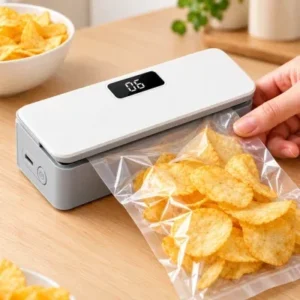 Mini Seladora Portátil Recarregável com Visor Digital e Cortador Fornecedor de Atacado para Lojista Revenda Caixa Fechada