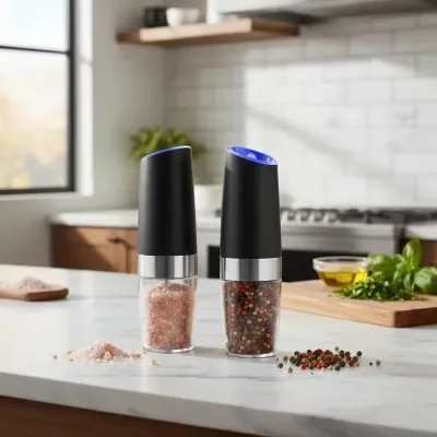 Moedor De Pimenta E Tempero Elétrico Automático Sensor LED Fornecedor de Atacado para Lojista Revenda Caixa Fechada
