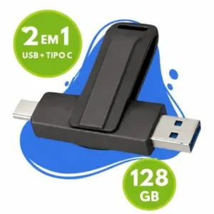 Pen Drive 2 em 1 – 128GB USB e Tipo-C Compatível com Android Fornecedor de Atacado para Lojista Revenda Caixa Fechada