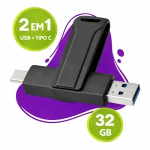 Pen Drive 2 em 1 – 32GB USB e Tipo-C Compatível com Android Fornecedor de Atacado para Lojista Revenda Caixa Fechada