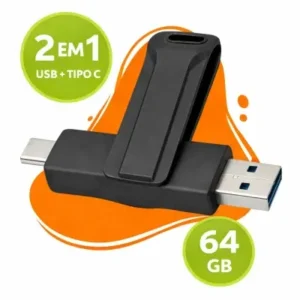 Pen Drive 2 em 1 – 64GB USB e Tipo-C Compatível com Android Fornecedor de Atacado para Lojista Revenda Caixa Fechada