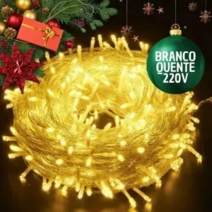 Pisca de Natal 100 Leds Branco Quente 8 Metros – 220V Fornecedor de Atacado para Lojista Revenda Caixa Fechada