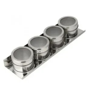 Porta Condimento Inox Magnético – 4 potes com Imã Fornecedor de Atacado para Lojista Revenda Caixa Fechada
