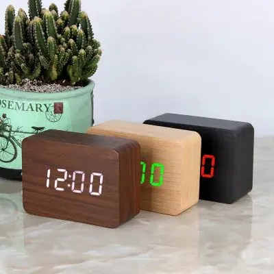 Relógio de Mesa em Madeira com Led Digital e Despertador Fornecedor de Atacado para Lojista Revenda Caixa Fechada