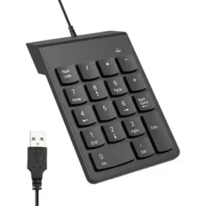 Teclado Numérico com Fio USB 18 Teclas Portátil Preto Fornecedor de Atacado para Lojista Revenda Caixa Fechada